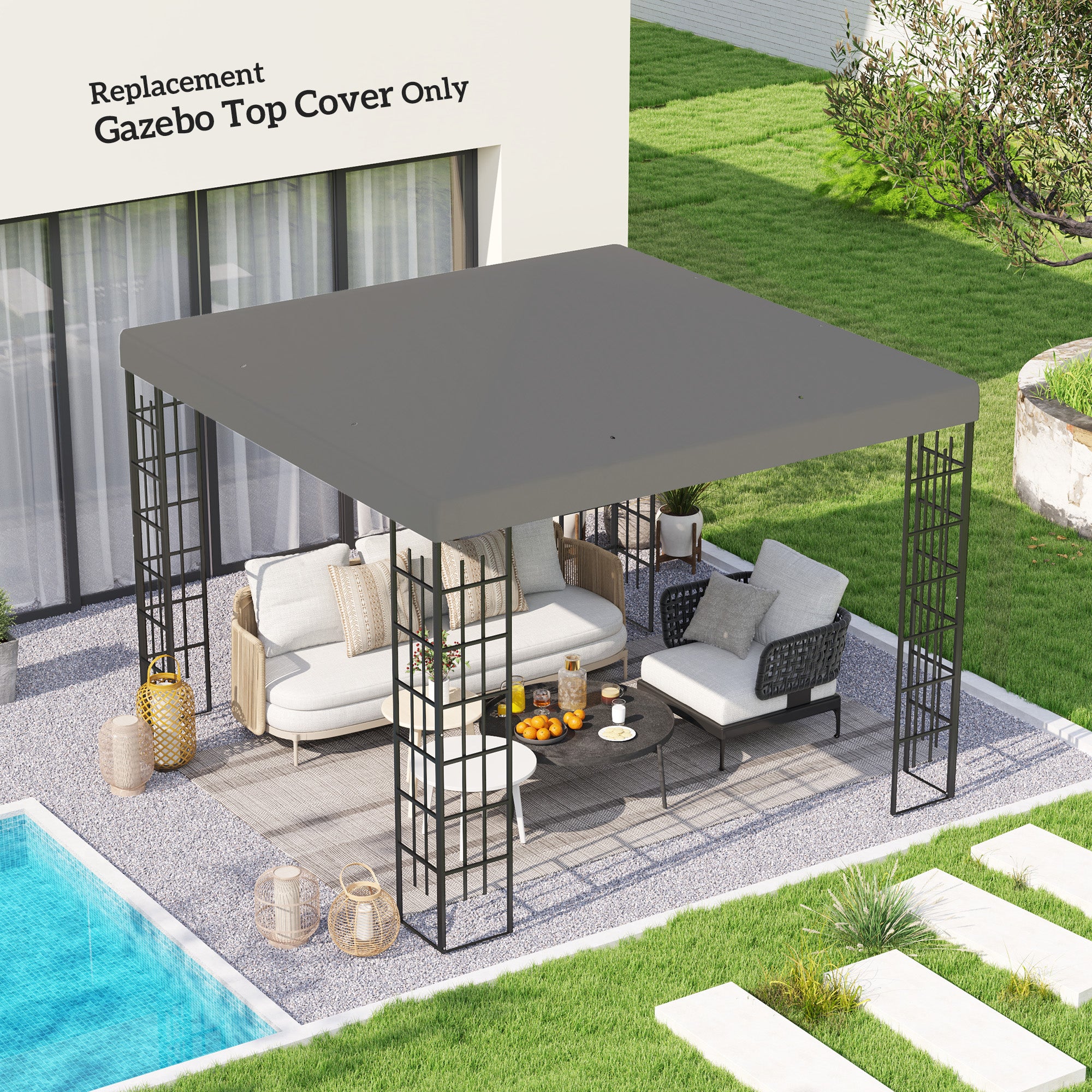 Outsunny 3 x 3(m) Gazebo Frame Replacement - Grey - anydaydirect
