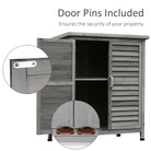 Outsunny Garden Shed Wooden Garden Storage Shed 2 Door Unit Solid Fir Wood Garage Tool Organisation Cabinet, 87L x 46.5W x 96.5Hcm, Grey - anydaydirect