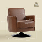 HOMCOM Upholstered Swivel Accent Chair with Thick Padding, Brown - anydaydirect