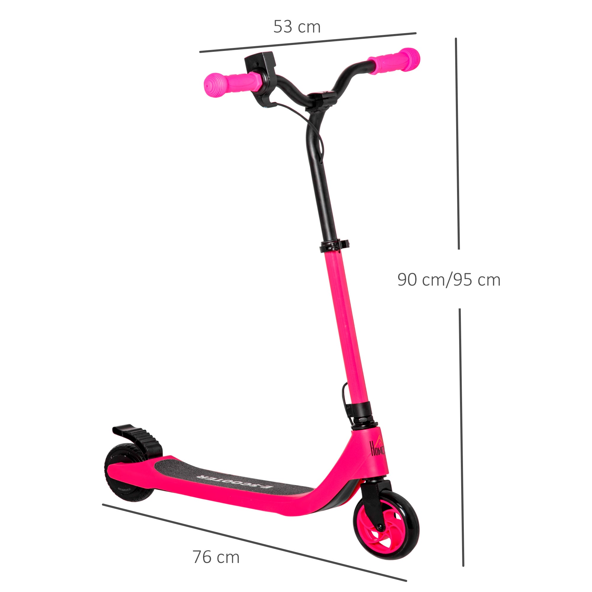 HOMCOM Electric Scooter, 120W Motor E-Scooter w/ Battery Level Display, 2 Adjustable Heights, and Rear Brake, Suitable for 6+ Years Old, Pink - anydaydirect