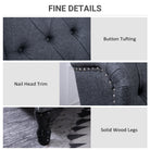 HOMCOM Recliner Armchair, Vintage Reclining Chair with Nail Head Trim, Wingback Chair with Button Tufted Back and Footrest, for Living Room, Dark Grey - anydaydirect