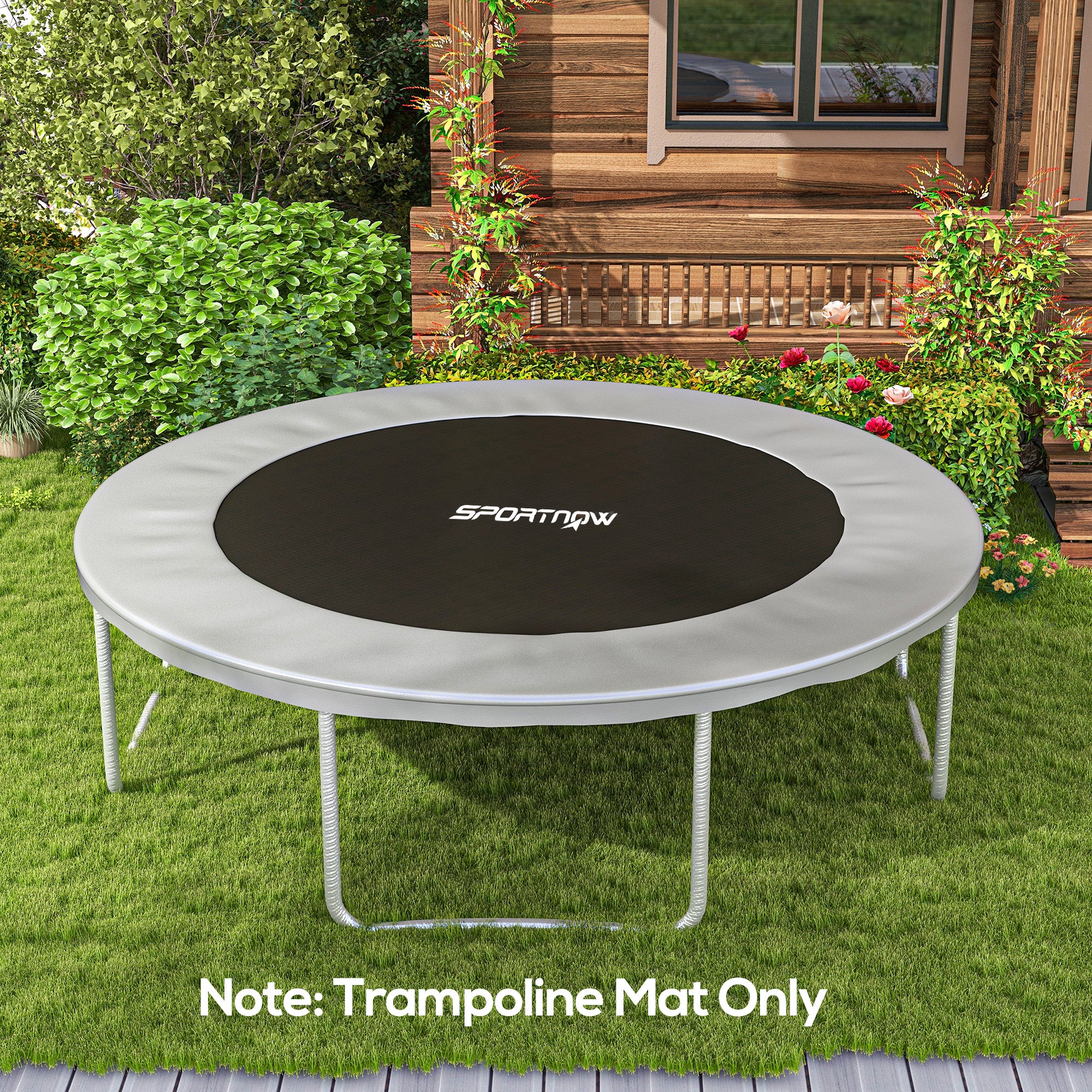 SPORTNOW Replacement Trampoline Mat with Spring Pull Tool, 72 V-Hooks, for 12ft Trampoline using 14cm Springs, Green - anydaydirect