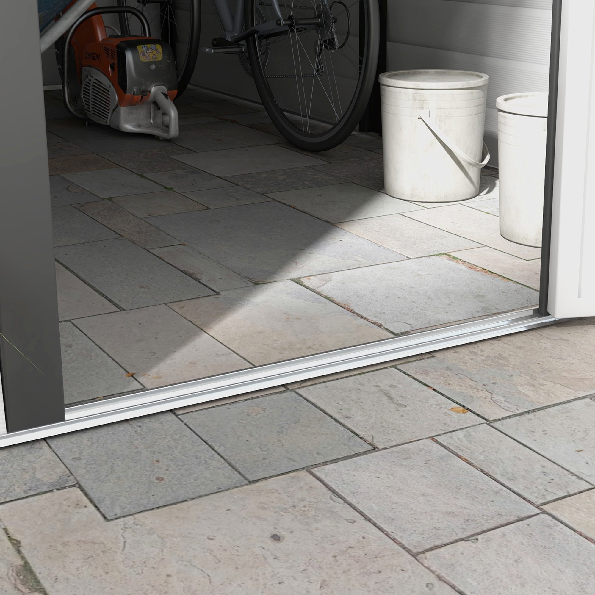 Outsunny 9x 6FT Metal Outdoor Garden Shed, Galvanised Tool Storage Shed w/ Sloped Roof, Lockable Door for Patio Lawn, Dark Grey - anydaydirect