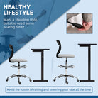Vinsetto 68-88cm Draughtsman Office Chair, with Wheels - Light Grey - anydaydirect