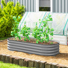 Outsunny Galvanised Raised Garden Bed, Metal Planter Box with Safety Edging, for Flowers, Herbs, Succulents, Silver - anydaydirect
