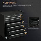 DURHAND 7-Drawer Rolling Tool Chest on Wheels, Lockable Tool Cabinet with Side Handle, Metal Tool Box Trolley for Garage, Workshop, Matte Black - anydaydirect