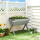 Outsunny Wooden Raised Garden Bed with Bed Liner, Elevated Planter Box with Legs, Light Grey - anydaydirect