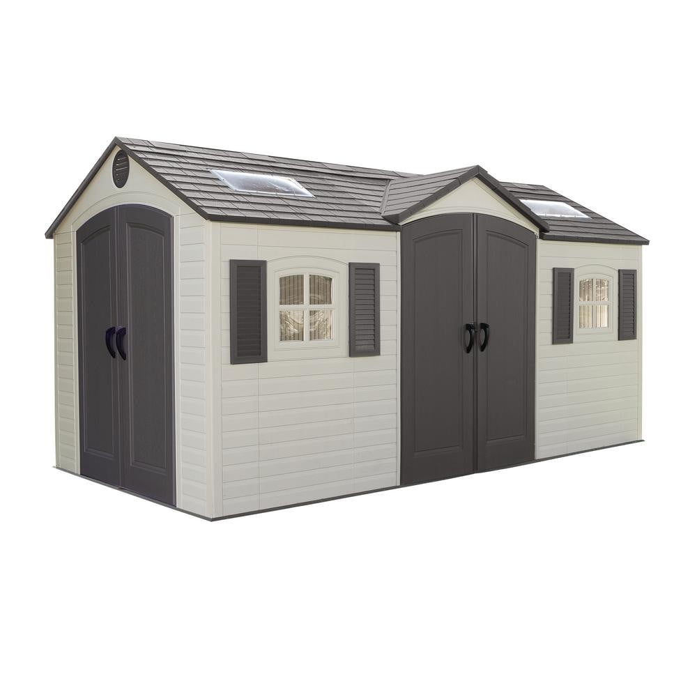 15x8ft Heavy Duty Plastic Garden Shed with Dual Entrance - anydaydirect