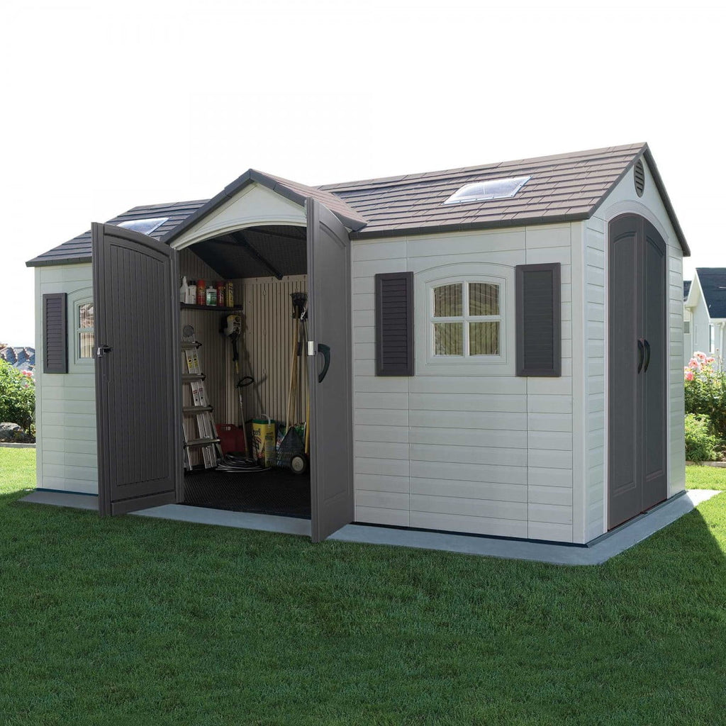 15x8ft Heavy Duty Plastic Garden Shed with Dual Entrance - anydaydirect