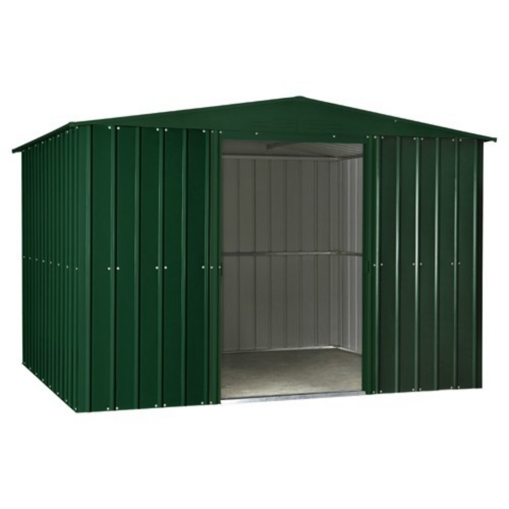 Durable 10x12ft Green Metal Garden Shed with Apex Roof - anydaydirect