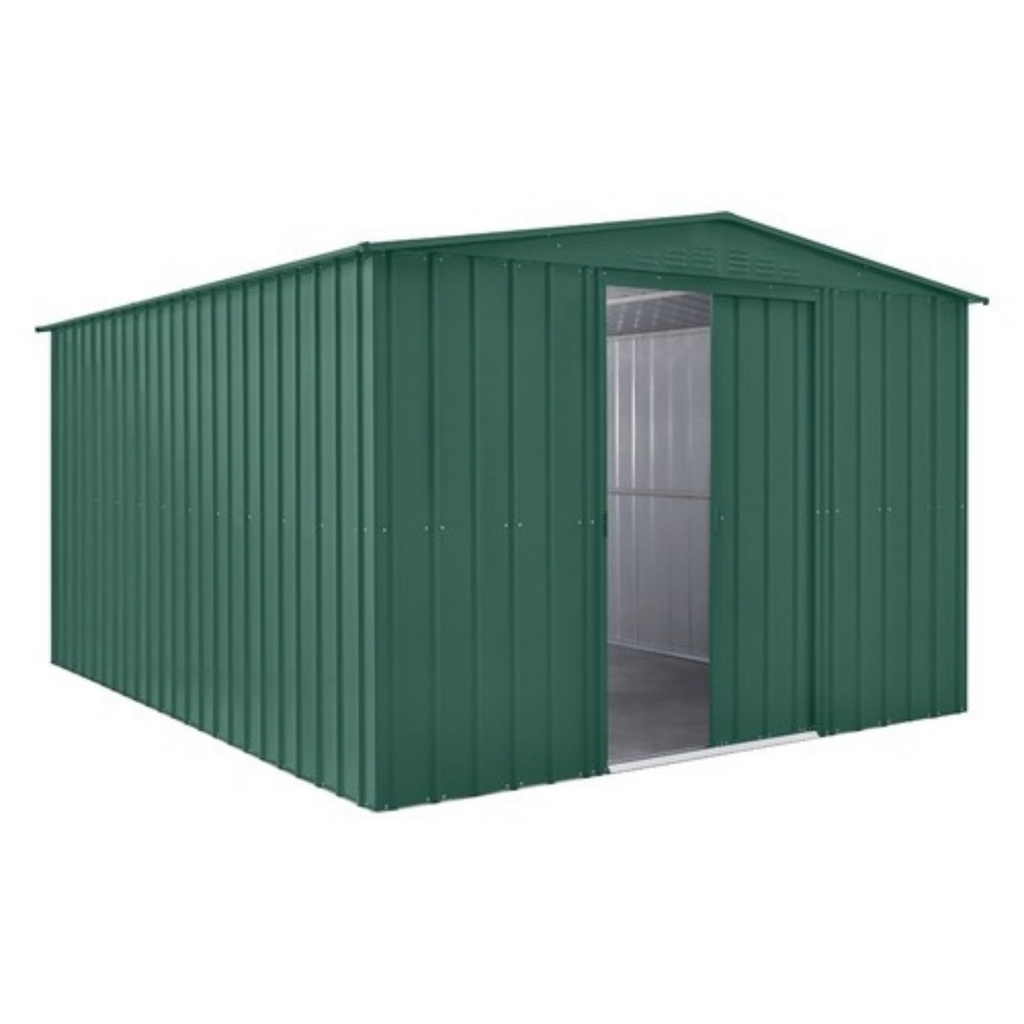 High-Tensile 10x6ft Apex Metal Garden Shed, Green - anydaydirect