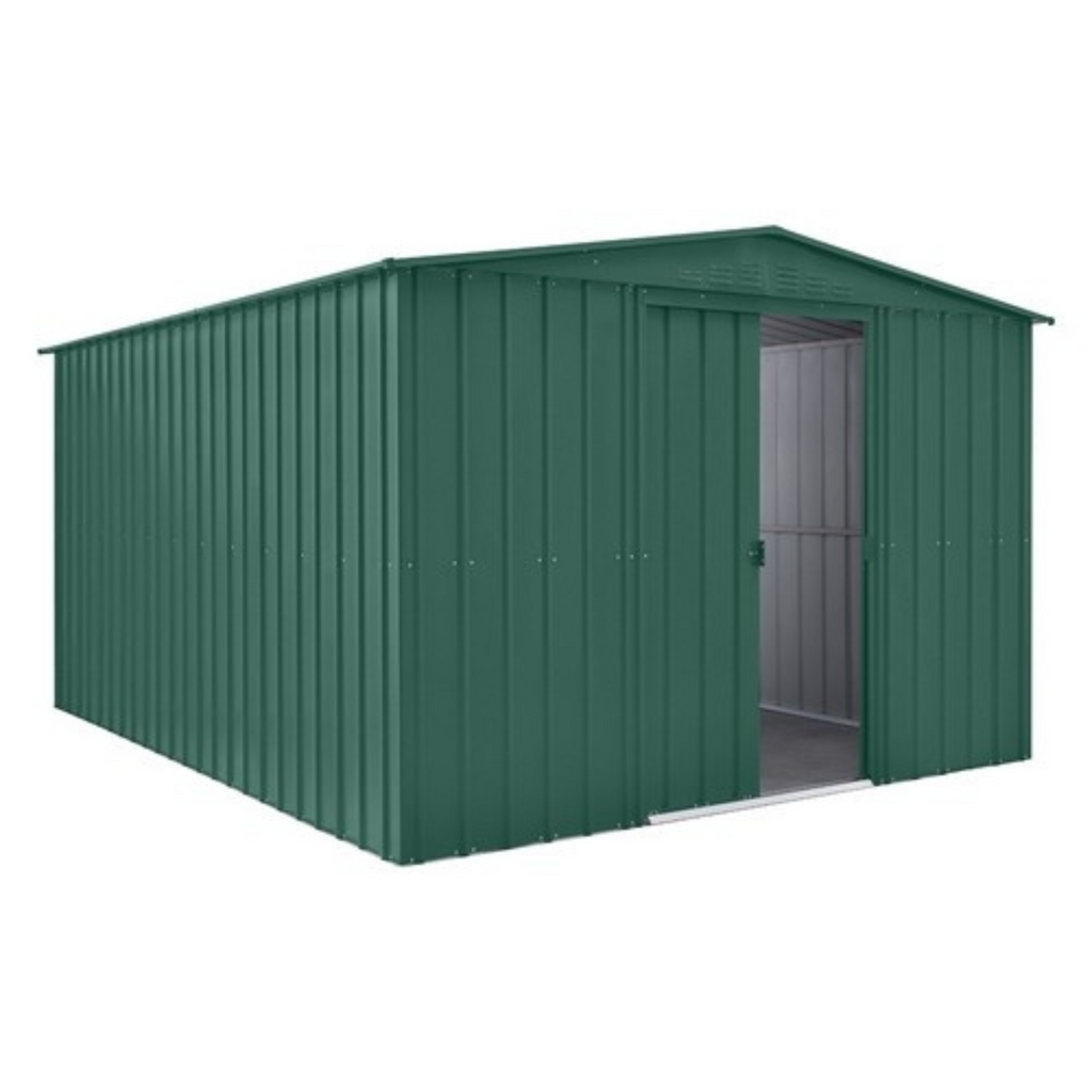 High-Tensile 10x6ft Apex Metal Garden Shed, Green - anydaydirect