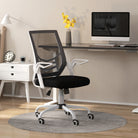 Vinsetto Mesh Office Chair, Computer Desk Chair with Flip-up Armrests, Lumbar Back Support and Swivel Wheels, Black - anydaydirect