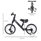HOMCOM PP Toddlers Removable Stabiliser Balance Bike Black - anydaydirect