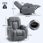 HOMCOM Massage Recliner Armchair, PU Leather Recliner Chair, Grey - anydaydirect
