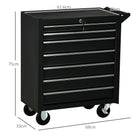 DURHAND 7-Drawer Rolling Tool Chest on Wheels, Lockable Tool Cabinet with Side Handle, Metal Tool Box Trolley for Garage, Workshop, Matte Black - anydaydirect