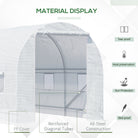 Outsunny 4.5 x 2 x 2 m Polytunnel Greenhouse, Walk-in Green House for Garden with Mesh Windows, Galvanised Steel Frame, White - anydaydirect