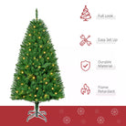 HOMCOM 5ft Prelit Christmas Tree Artificial Tree Warm White LED Light Holiday Home Xmas Decoration, Green - anydaydirect