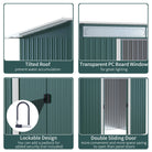 Outsunny Pent Roofed Metal Garden Shed House Hut Gardening Tool Storage w/ Ventilation 260L x 133W x 200Hcm - anydaydirect