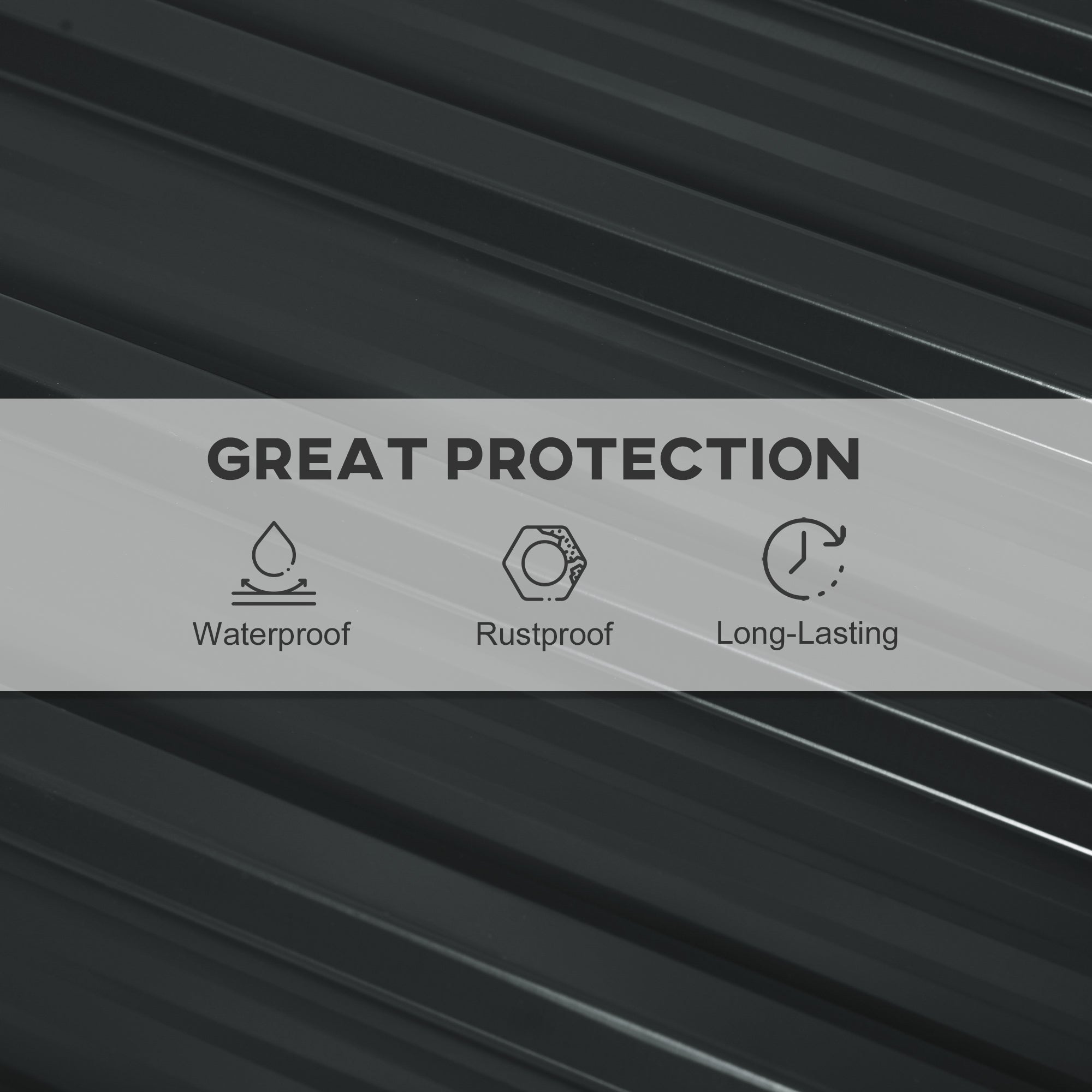 Outsunny Corrugated Roofing Sheets, Pack of 12, Galvanised Metal Roofing Sheets for Greenhouse, Garage, Storage Shed, Carport, 129 x 45cm, Dark Grey - anydaydirect