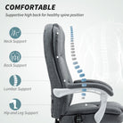 HOMCOM Executive Office Chair with 8-point Massage and Heat, Fabric Computer Desk Chair with Reclining Backrest, High Back, Height Adjustable, Swivel Wheels, Footrest, Remote, for Home, Grey - anydaydirect