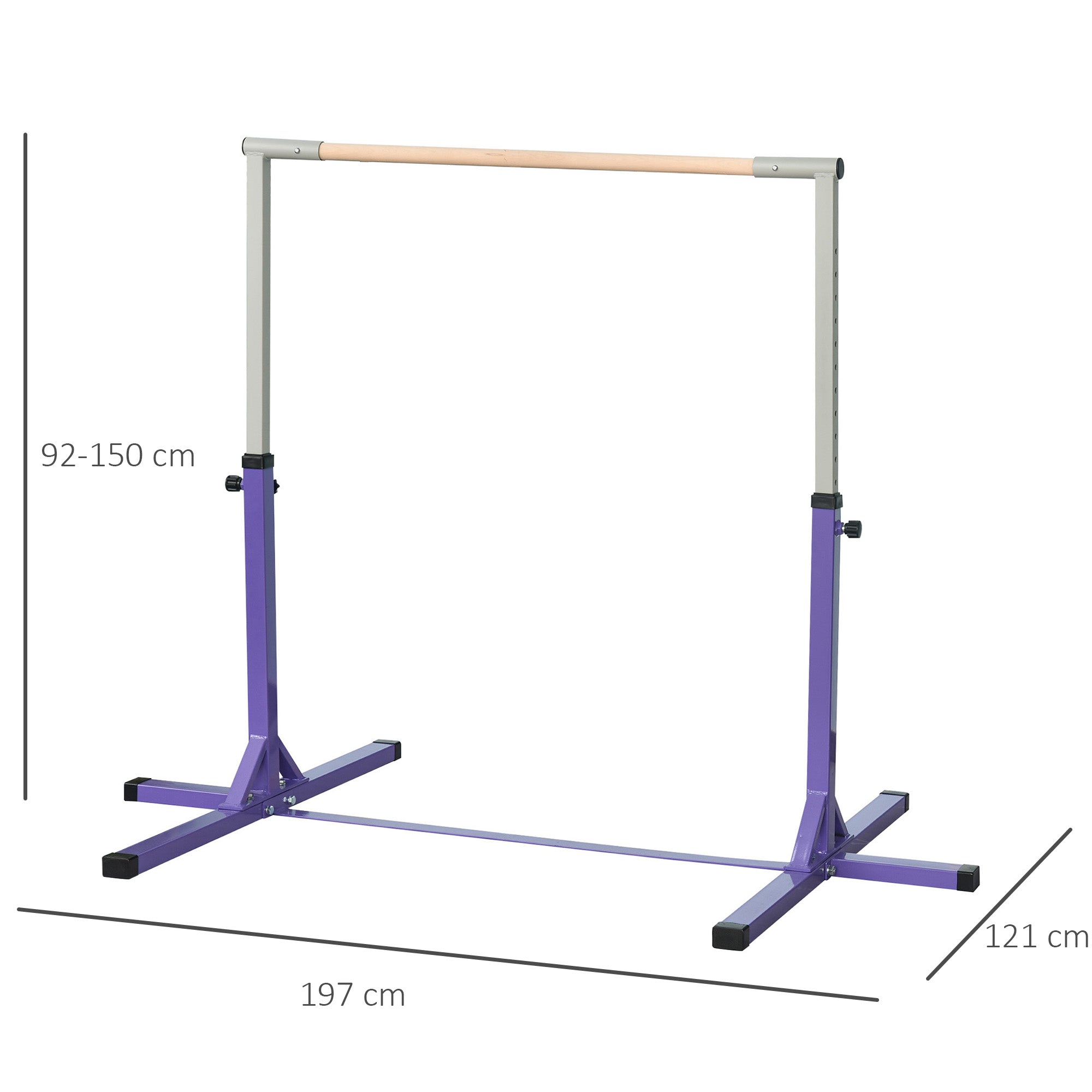 HOMCOM Steel Frame Adjustable Horizonal Gymnastics Bar For Kids Home Gym Training Purple - anydaydirect