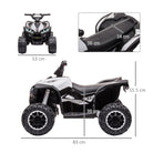 HOMCOM 12V Quad Bike with Forward Reverse Functions, Ride on Car ATV Toy with High/Low Speed, Slow Start, Suspension System, Horn, Music, White - anydaydirect