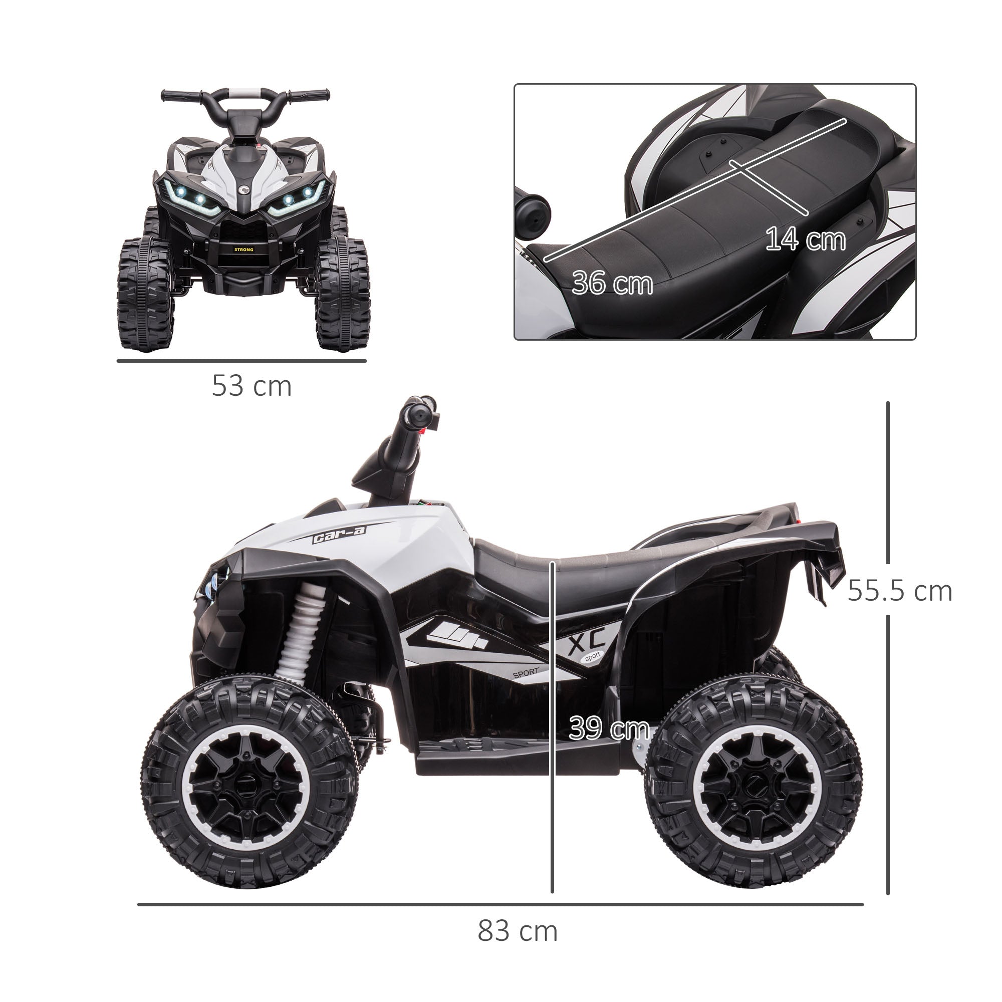 HOMCOM 12V Quad Bike with Forward Reverse Functions, Ride on Car ATV Toy with High/Low Speed, Slow Start, Suspension System, Horn, Music, White - anydaydirect