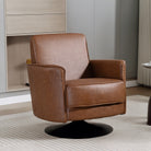 HOMCOM Upholstered Swivel Accent Chair with Thick Padding, Brown - anydaydirect