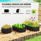 Outsunny Galvanised Raised Garden Bed, Metal Planter Box with Safety Edging, for Flowers, Herbs, Succulents, Black - anydaydirect