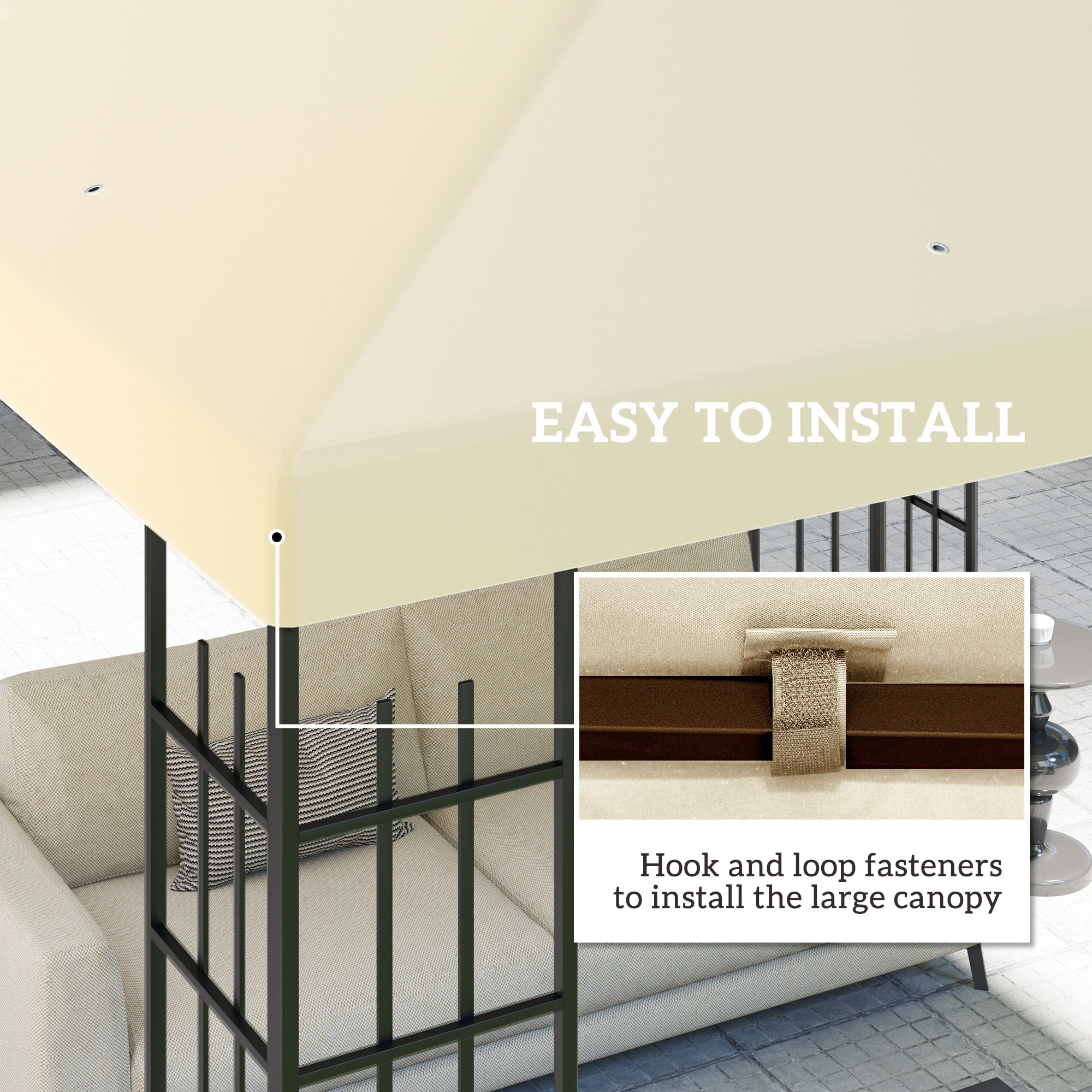 Outsunny 3 x 3(m) Gazebo Frame Replacement - Cream - anydaydirect