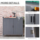 Outsunny Wooden Garden Storage Shed Tool Cabinet Organiser w/ Potting Bench Table, Two Shelves, 98 x 48 x 95.5 cm, Grey - anydaydirect
