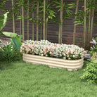 Outsunny Galvanised Raised Garden Bed, Metal Planter Box with Safety Edging, for Flowers, Herbs, Succulents, Cream White - anydaydirect