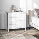 HOMCOM Modern Chest of Drawers, 5 Drawer Storage Cabinet with Metal Handles and Runners for Bedroom, White - anydaydirect