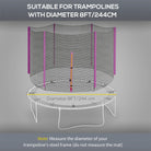 SPORTNOW 8ft Trampoline Net Replacement with 6 Plastic Pole Covers, Weather-Resistant Trampoline Netting Replacement with Zipped Entrance, Poles Not Included, Pink - anydaydirect