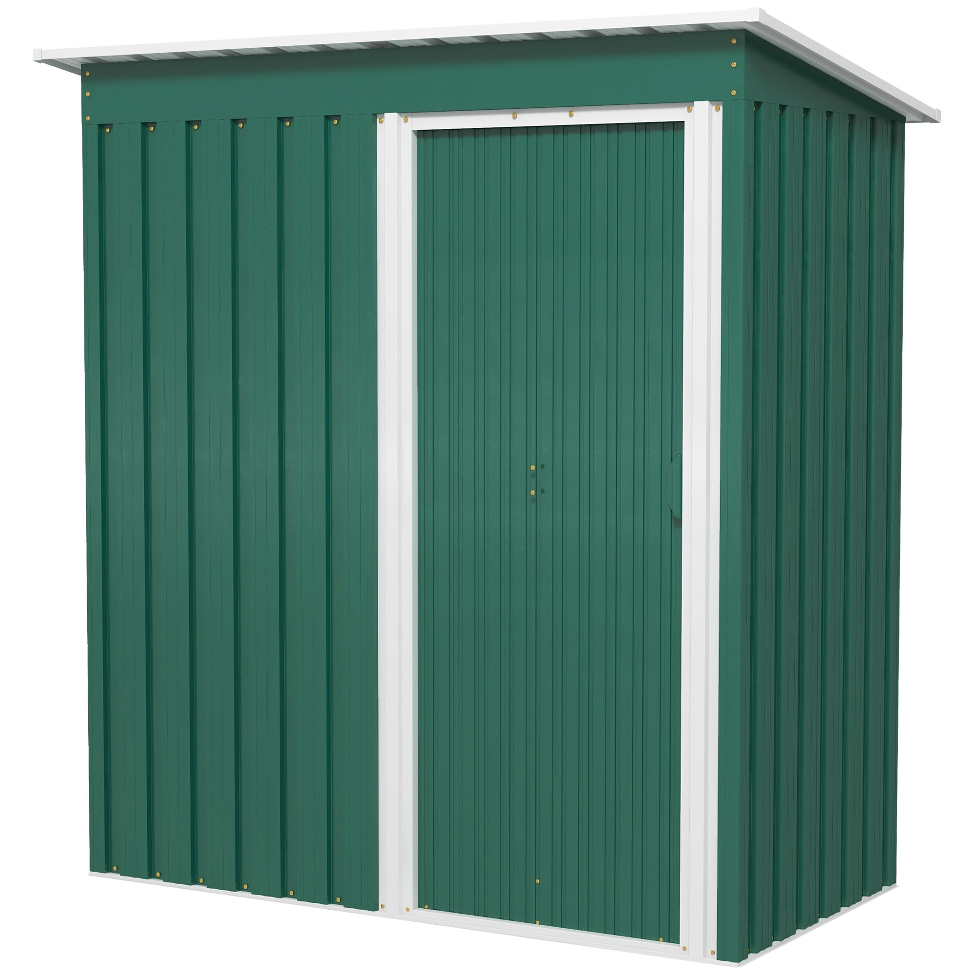 Outsunny 5 x 3ft Garden Storage Shed with Sliding Door and Sloped Roof Outdoor Equipment Tool Garden, Green - anydaydirect