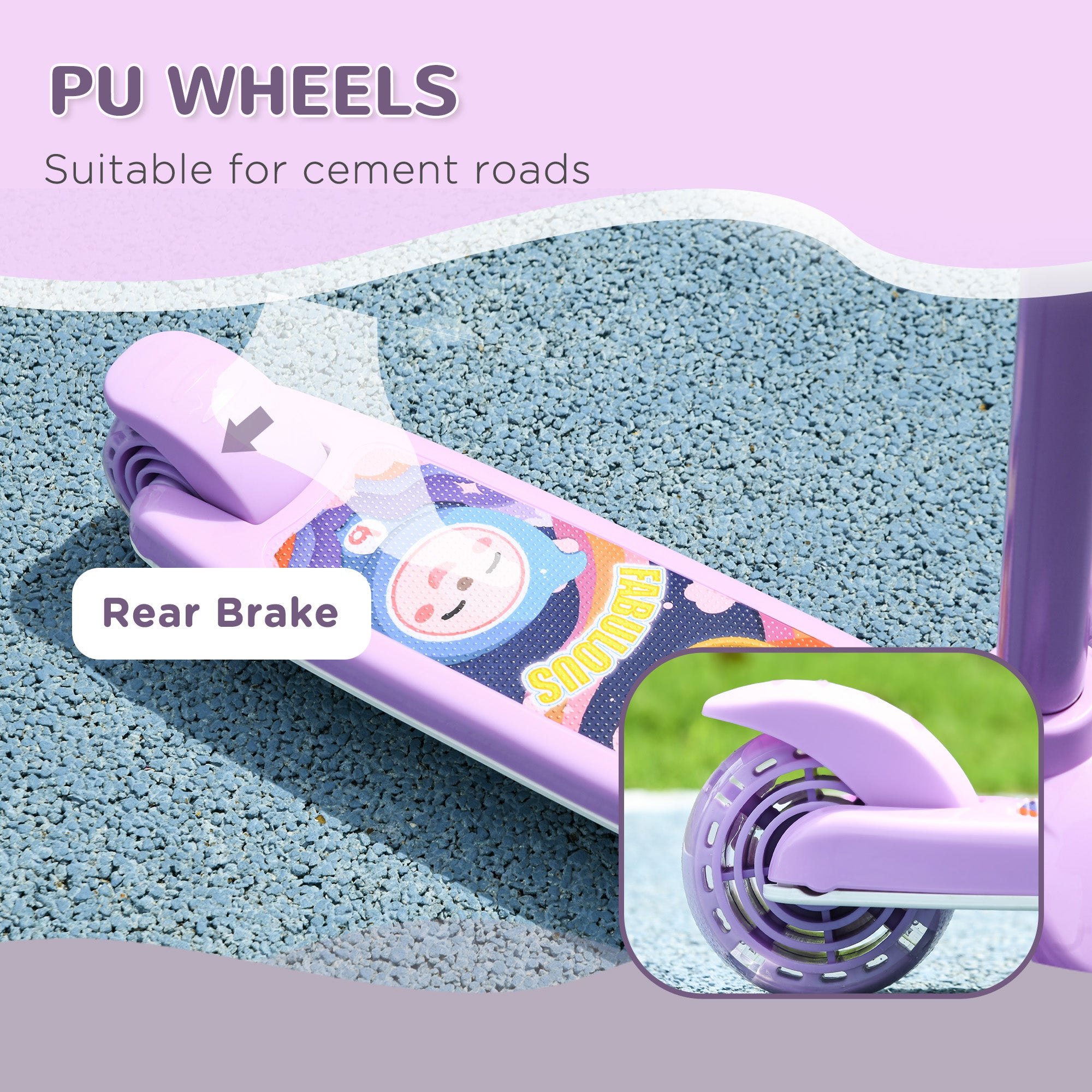 AIYAPLAY Kids 3 Wheel Scooter for 2-6 Years Old w/ Adjustable Height, LED Light, TPE Handlebar, Purple - anydaydirect