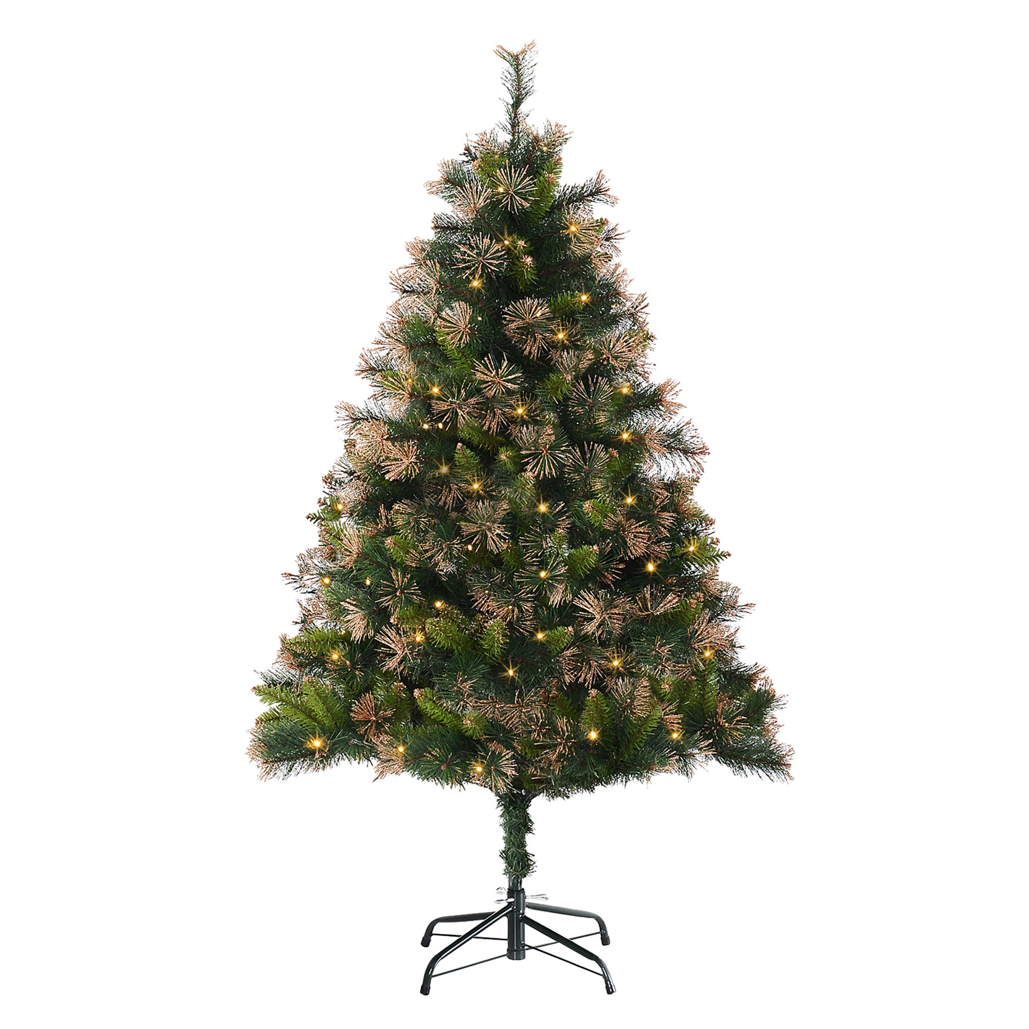 HOMCOM 1.5m Prelit Christmas Tree Artificial Tree, Metal Stand-Green - anydaydirect