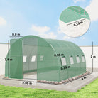 Outsunny 3 x 4 m Walk-in Polytunnel Greenhouse with Hinged Door and 8 Roll Up Mesh Windows, Garden Tunnel Warm House Tent, Green - anydaydirect