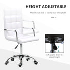 Vinsetto Office Chair, Makeup Vanity Chair, Mid Back Computer Chair, PU Leather Swivel Study Chair with Adjustable Height, Armrest and Rolling Wheels, White - anydaydirect