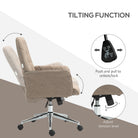 Vinsetto Microfibre Computer Chair with Armrest, Modern Swivel Chair with Adjustable Height, Khaki - anydaydirect