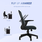 Vinsetto Ergonomic Office Chair, Mesh Desk Chair with Flip-up Armrest, Lumbar Back Support, Swivel Wheels, Grey - anydaydirect