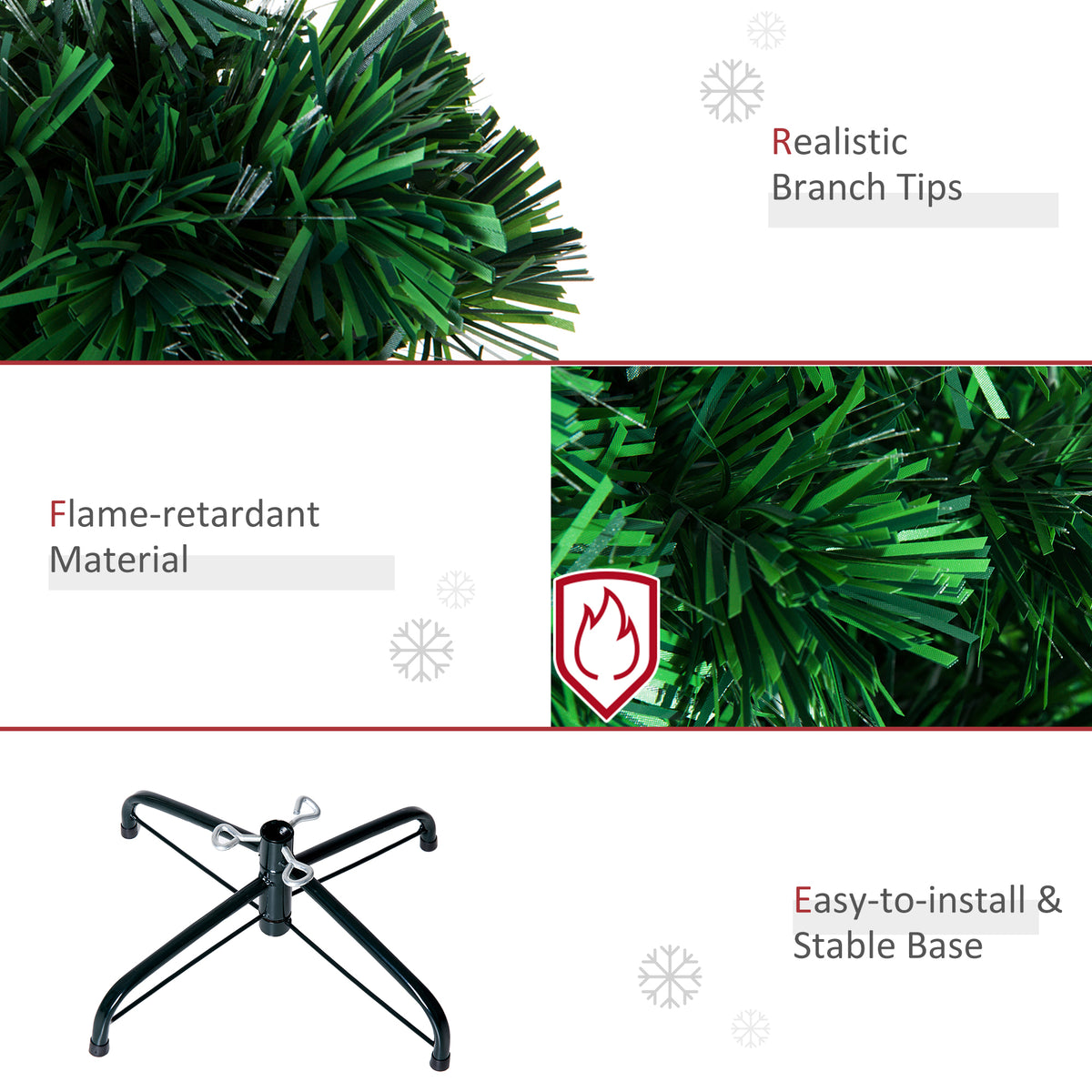 HOMCOM 4ft Prelit Christmas Tree Artificial Tree 120cm W/ Showflakes Lights, Green - anydaydirect