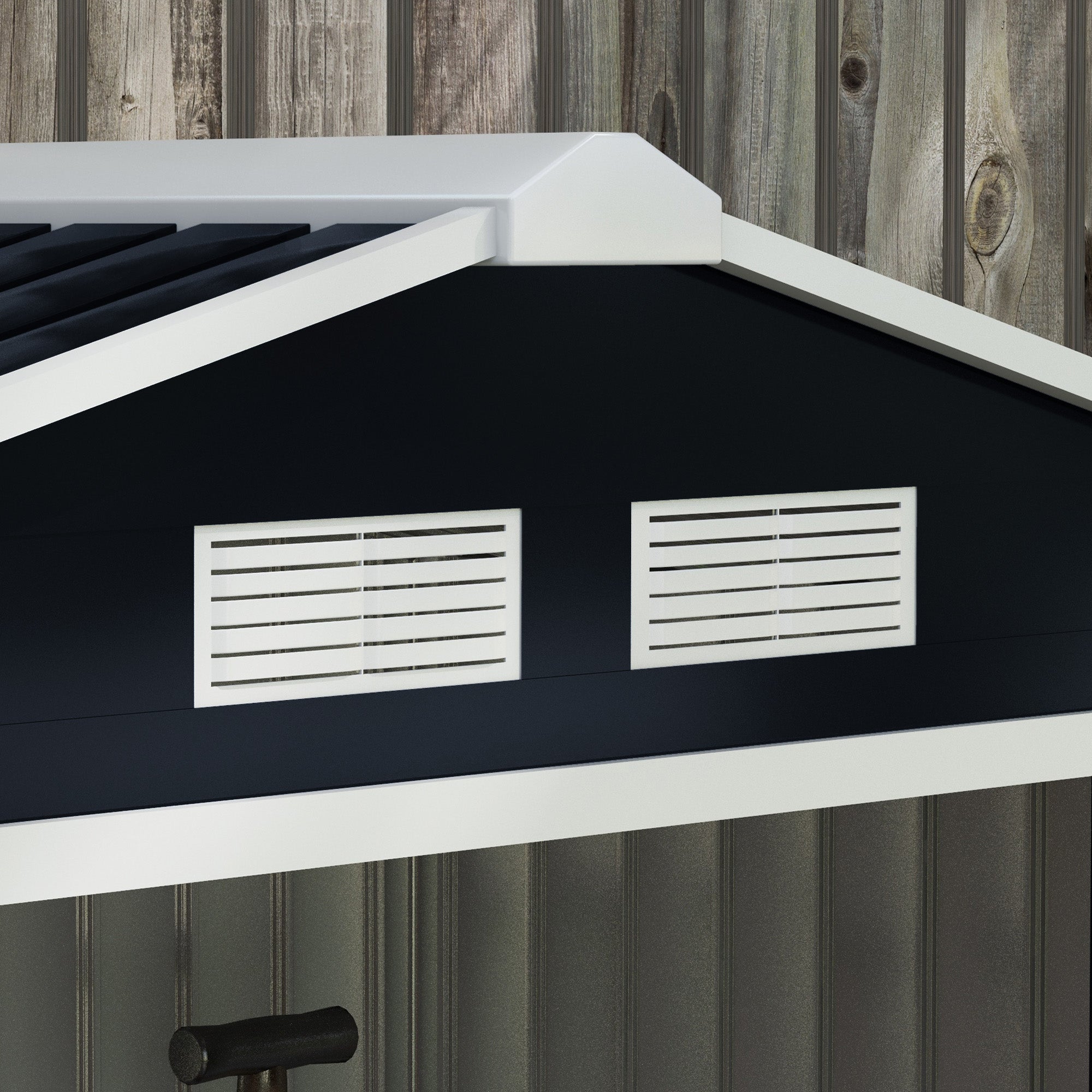 Outsunny Lockable Garden Shed Large Patio Roofed Tool Metal Storage Building Foundation Sheds Box Outdoor Furniture, 7ft x 4ft, Dark Grey - anydaydirect