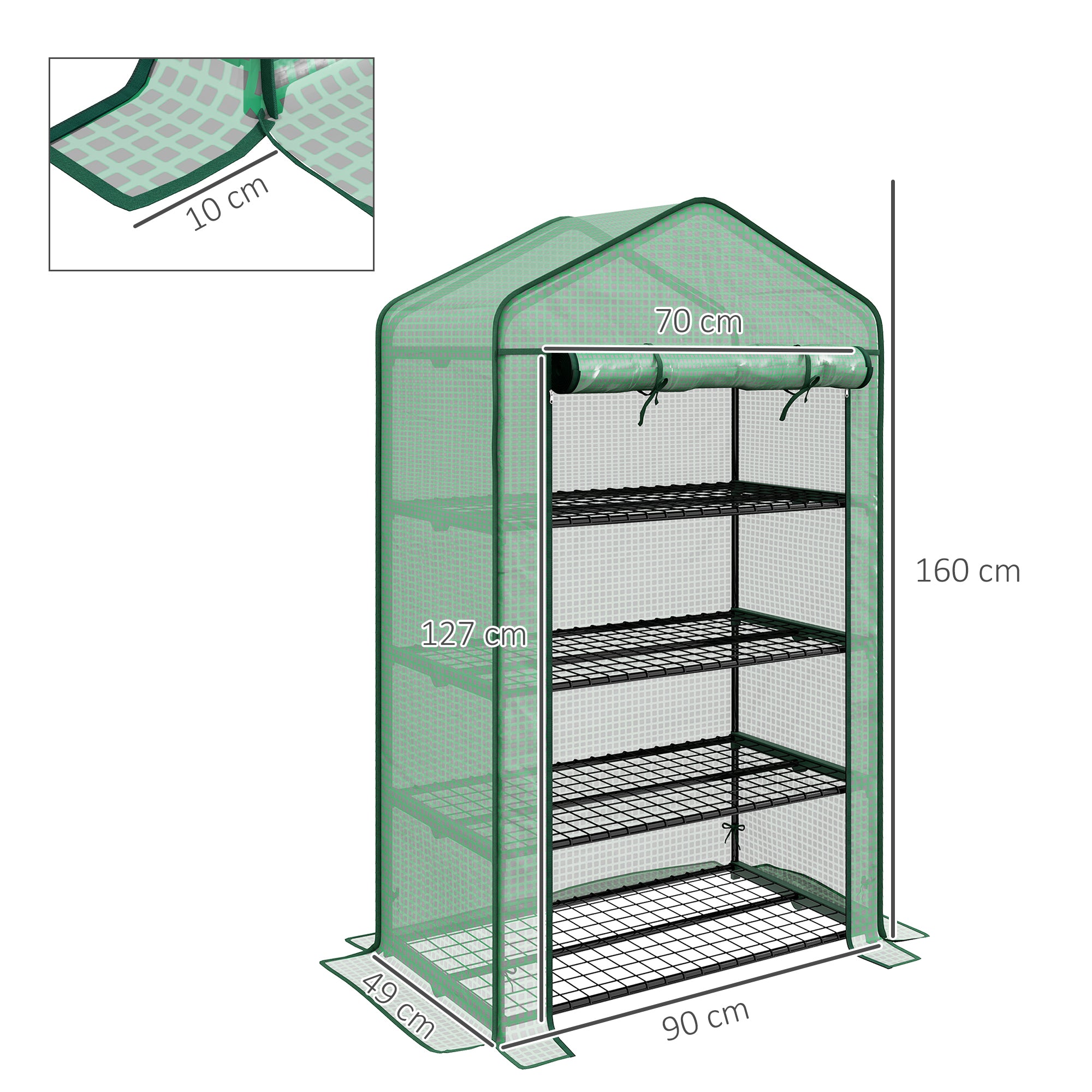 Outsunny Four-Tier Mini Greenhouse, with Reinforced Plastic Cover - anydaydirect