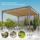 Outsunny 3 x 2.8m Metal Pergola, with Retractable Fabric Roof - Beige - anydaydirect
