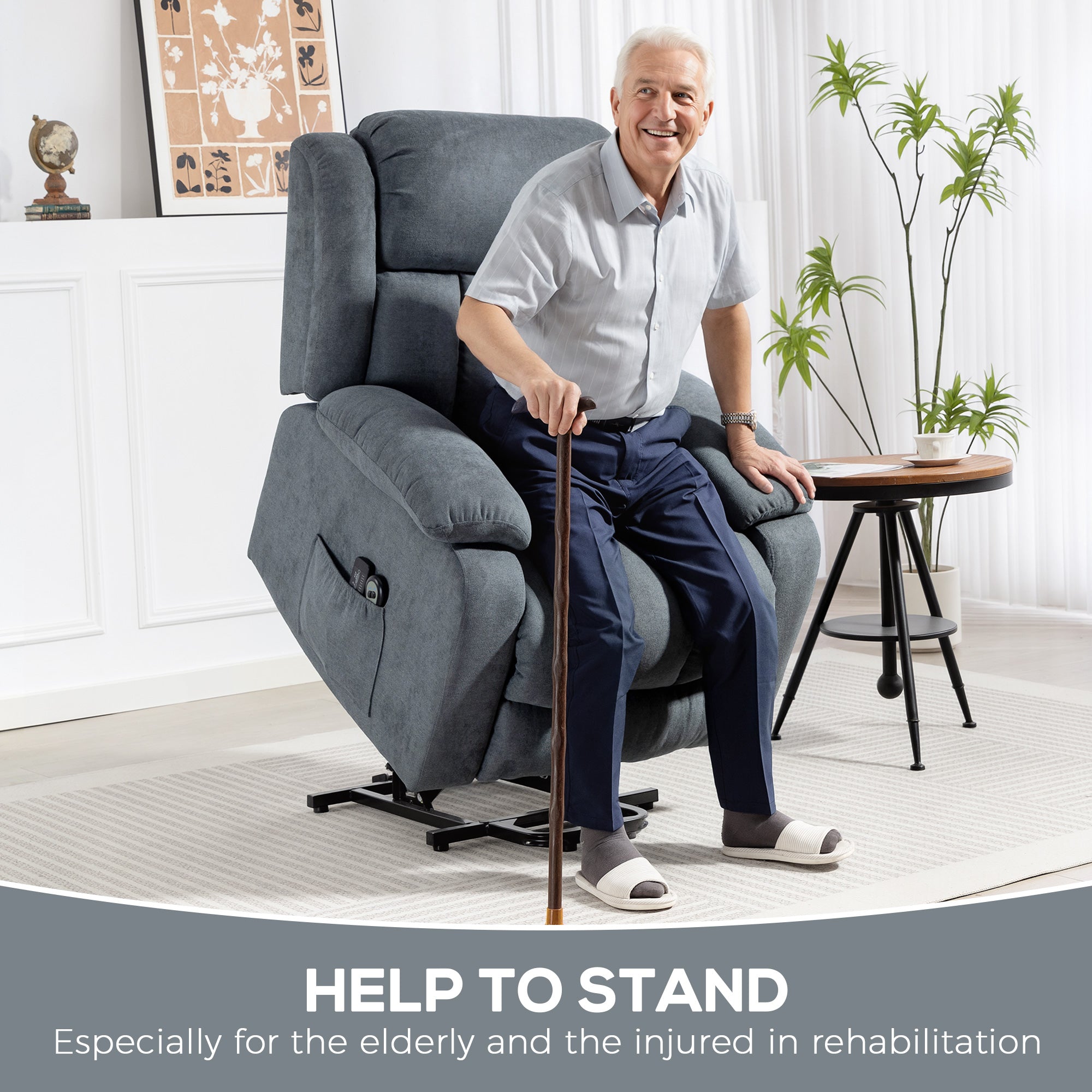 HOMCOM Power Lift Recliner Chair with Massage, Overstuffed Lift Chair for Elderly with Footrest, Remote and Side Pocket, Grey - anydaydirect
