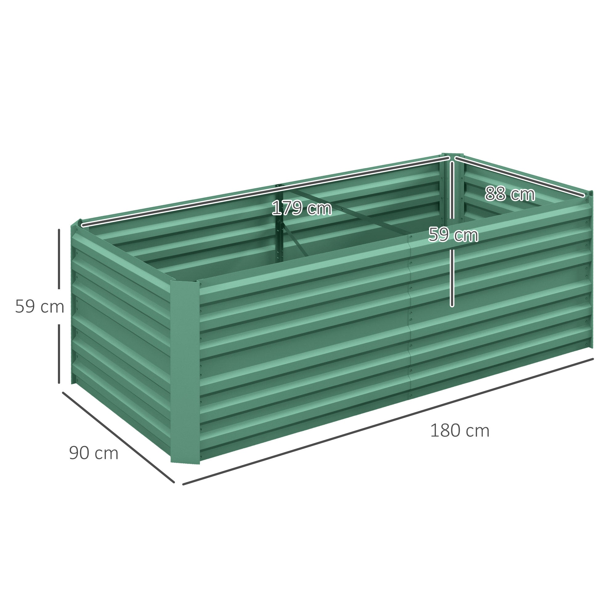 Outsunny Raised Beds for Garden, Galvanised Steel Outdoor Planters with Multi-reinforced Rods, 180 x 90 x 59 cm, Light Green - anydaydirect