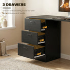 HOMCOM Computer Desk, Writing Table, PC Workstation with 3 Storage Shelves and Drawers, Handle, for Home Office, Black - anydaydirect