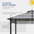 Outsunny 3 x 3 (m) Outdoor Polycarbonate Gazebo, Double Roof Hard Top Gazebo with Galvanised Steel Frame, Nettings & Curtains for Garden, Lawn, Patio and Deck, Khaki - anydaydirect